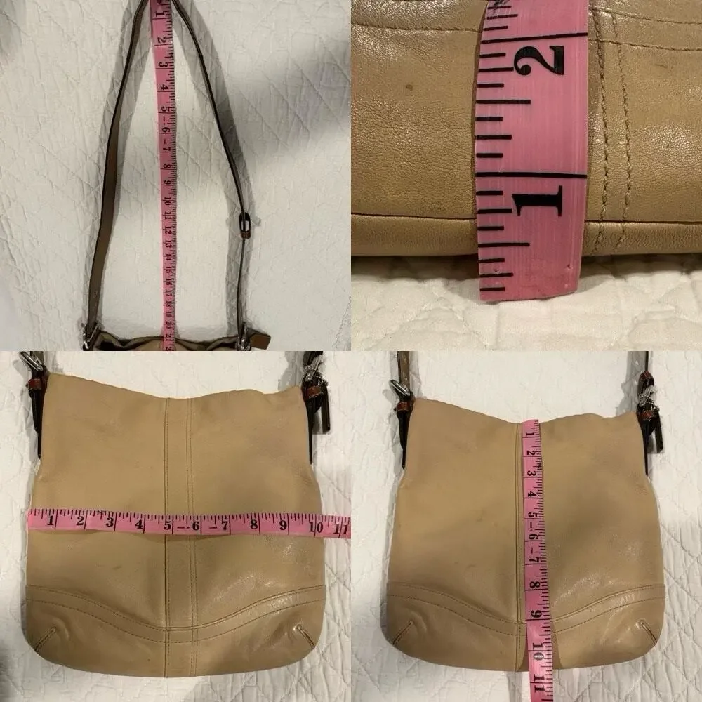 COACH N L0782-F10938 Leather Handbags Crossbody Tan w/Hazelnut Leather Strap
